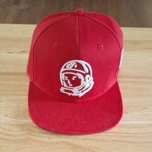 Billionaire Boys Club Red and White Snapback Hat with Astronaut Logo